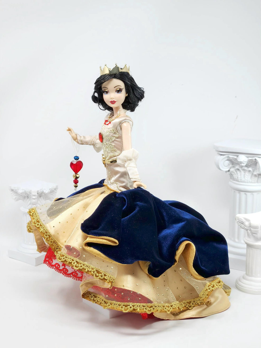 OOAK Snow White Designer Doll: Swarovski Crystals, Royal Velvet Gown, 12"