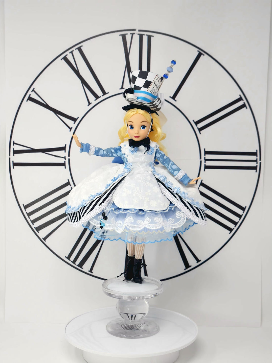 OOAK, Alice in Wonderland Doll, 14-Piece Ensemble, Blue Dream, Classic Doll Outfit, 1 of 1, Mad Hatter, Apron, Victorian Fashion, Bespoke