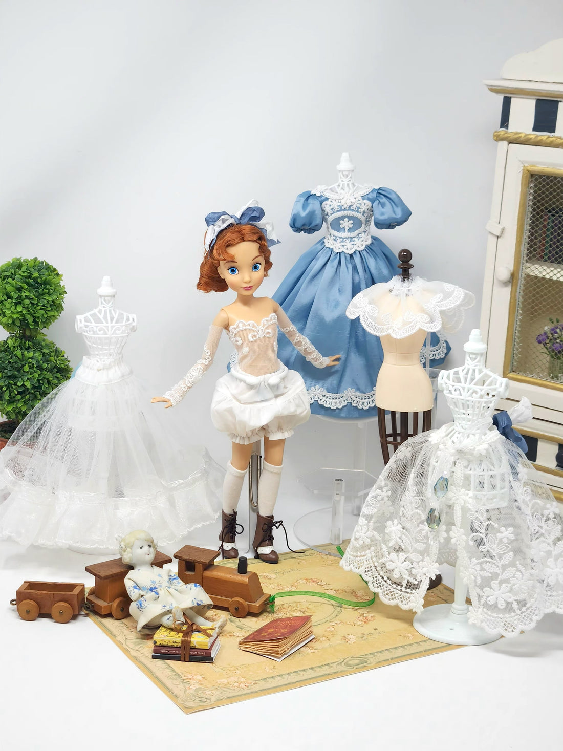 OOAK, Wendy Doll, 10-Piece Ensemble, OOAK 11" Doll, Edwardian Fashion