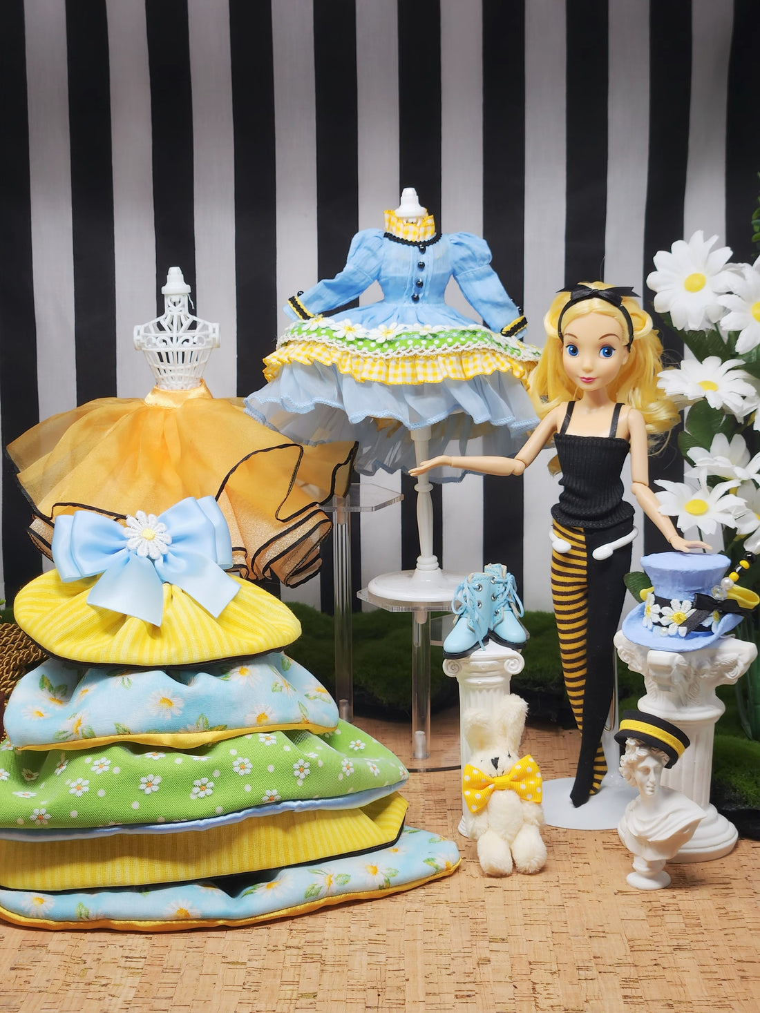 One-of-a-Kind Alice Doll, Sunny Daisy Ensemble, Mad Hatter Inspired Victorian Fashion