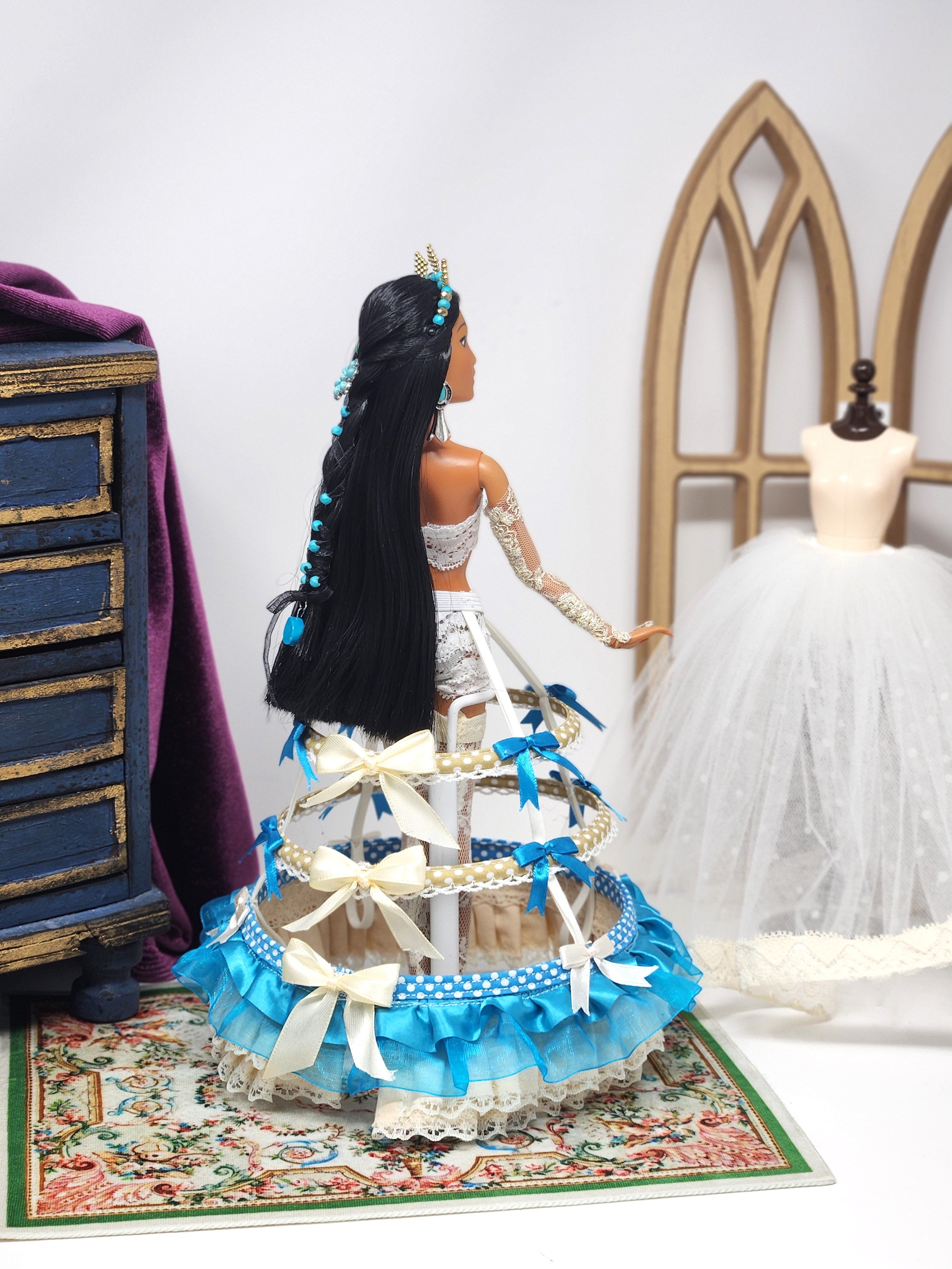 OOAK Lady Rebecca Rolfe (Pocahontas) | Designer Doll | Historically Inspired Jacobean Court Gown | 18-Piece Collector Ensemble