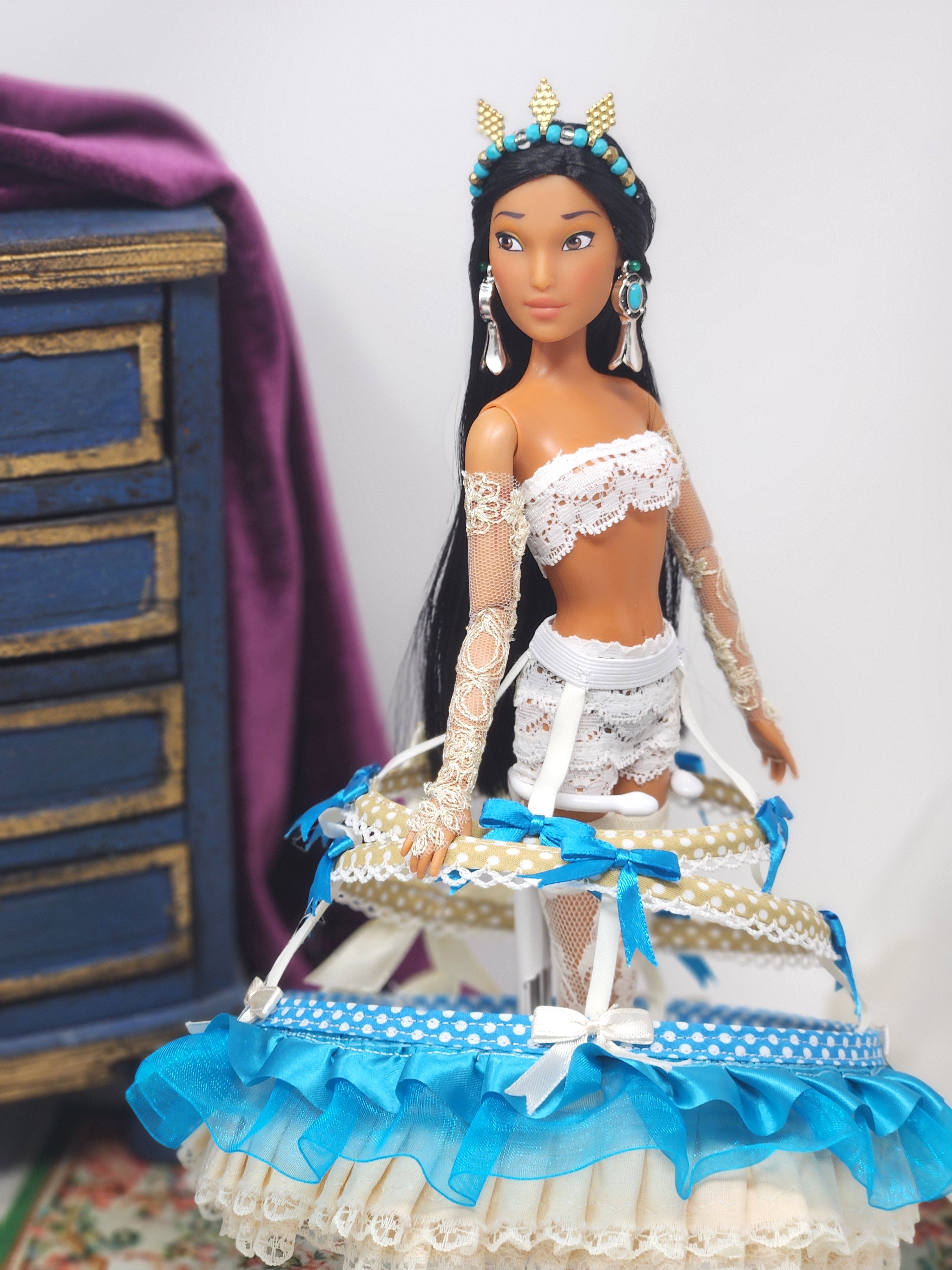OOAK Lady Rebecca Rolfe (Pocahontas) | Designer Doll | Historically Inspired Jacobean Court Gown | 18-Piece Collector Ensemble