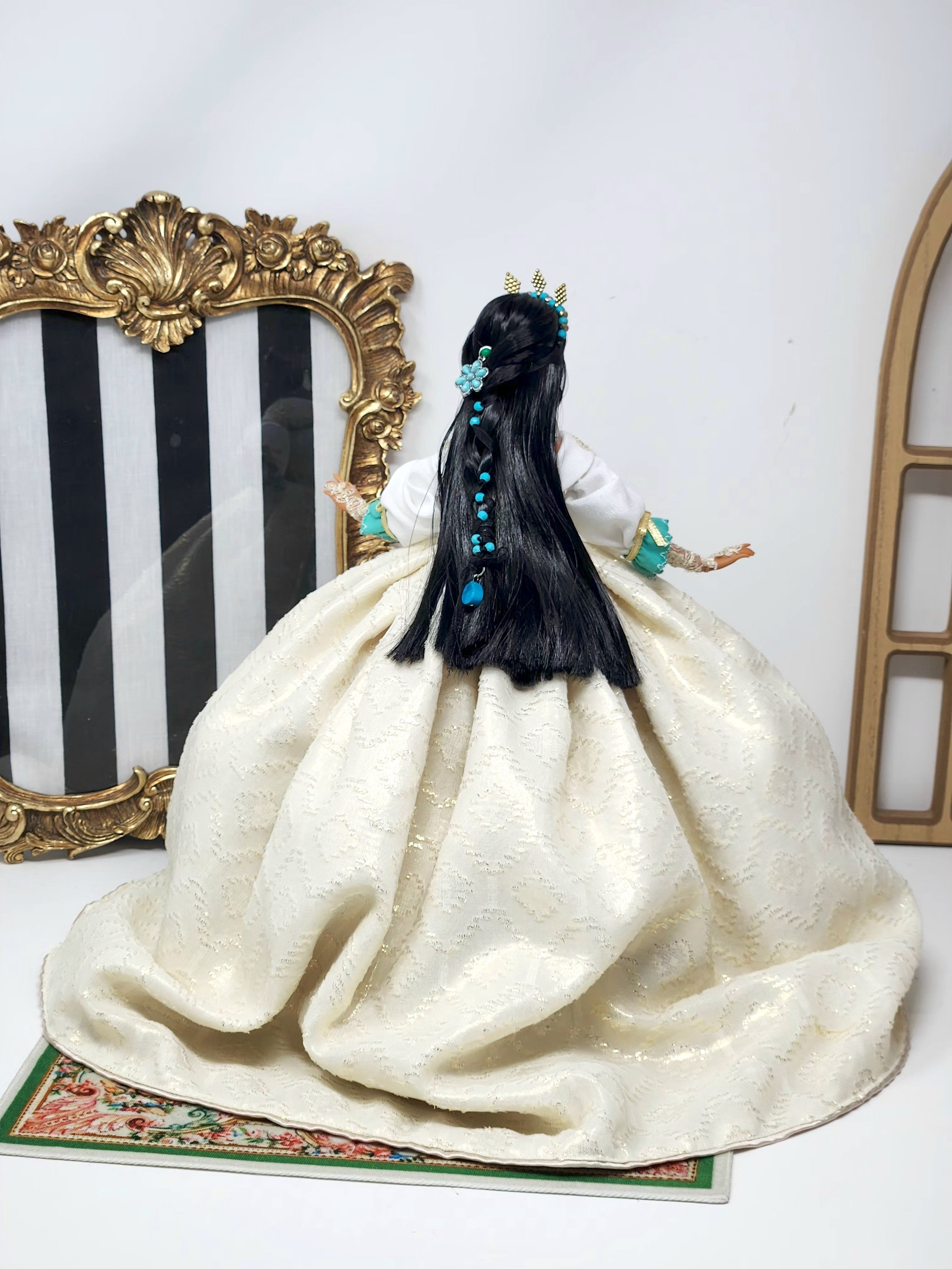 OOAK Lady Rebecca Rolfe (Pocahontas) | Designer Doll | Historically Inspired Jacobean Court Gown | 18-Piece Collector Ensemble