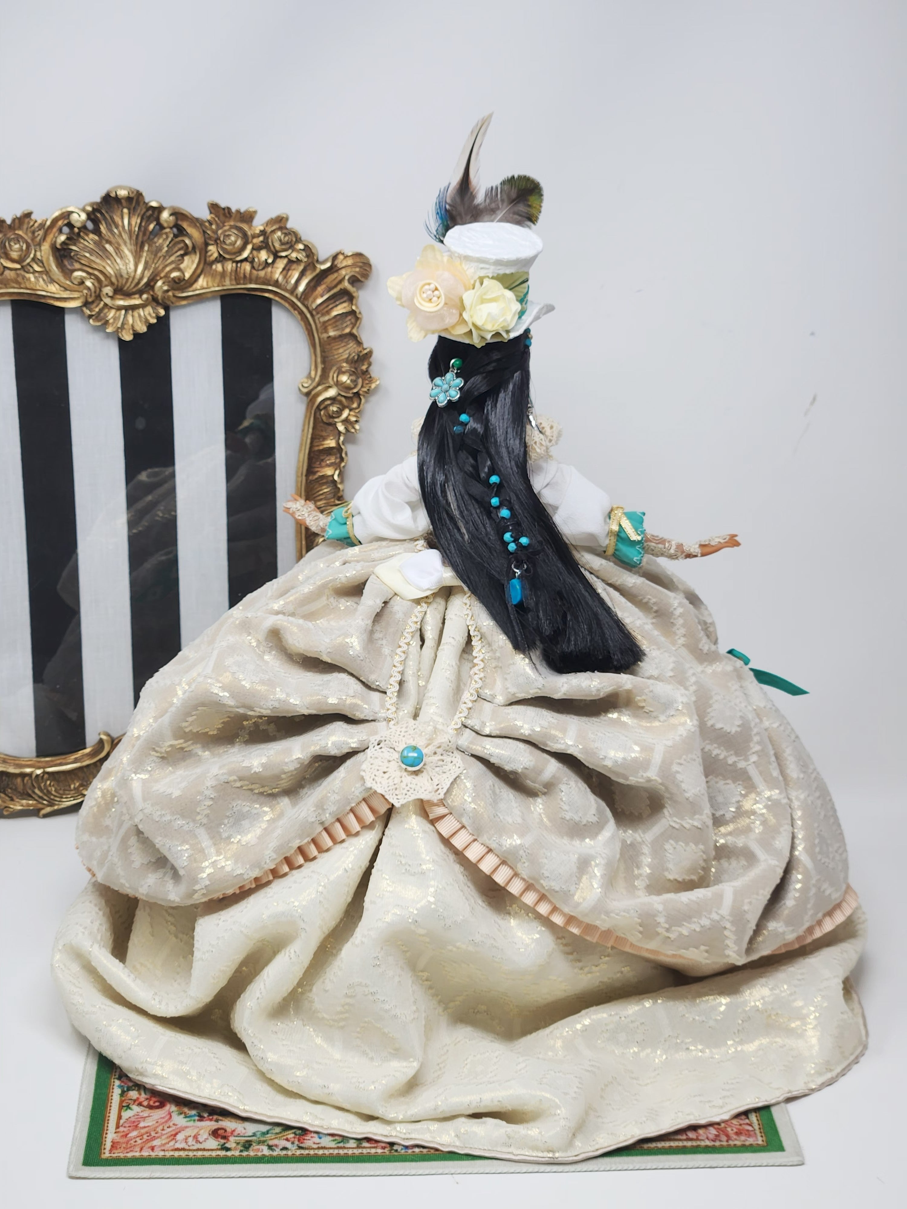 OOAK Lady Rebecca Rolfe (Pocahontas) | Designer Doll | Historically Inspired Jacobean Court Gown | 18-Piece Collector Ensemble