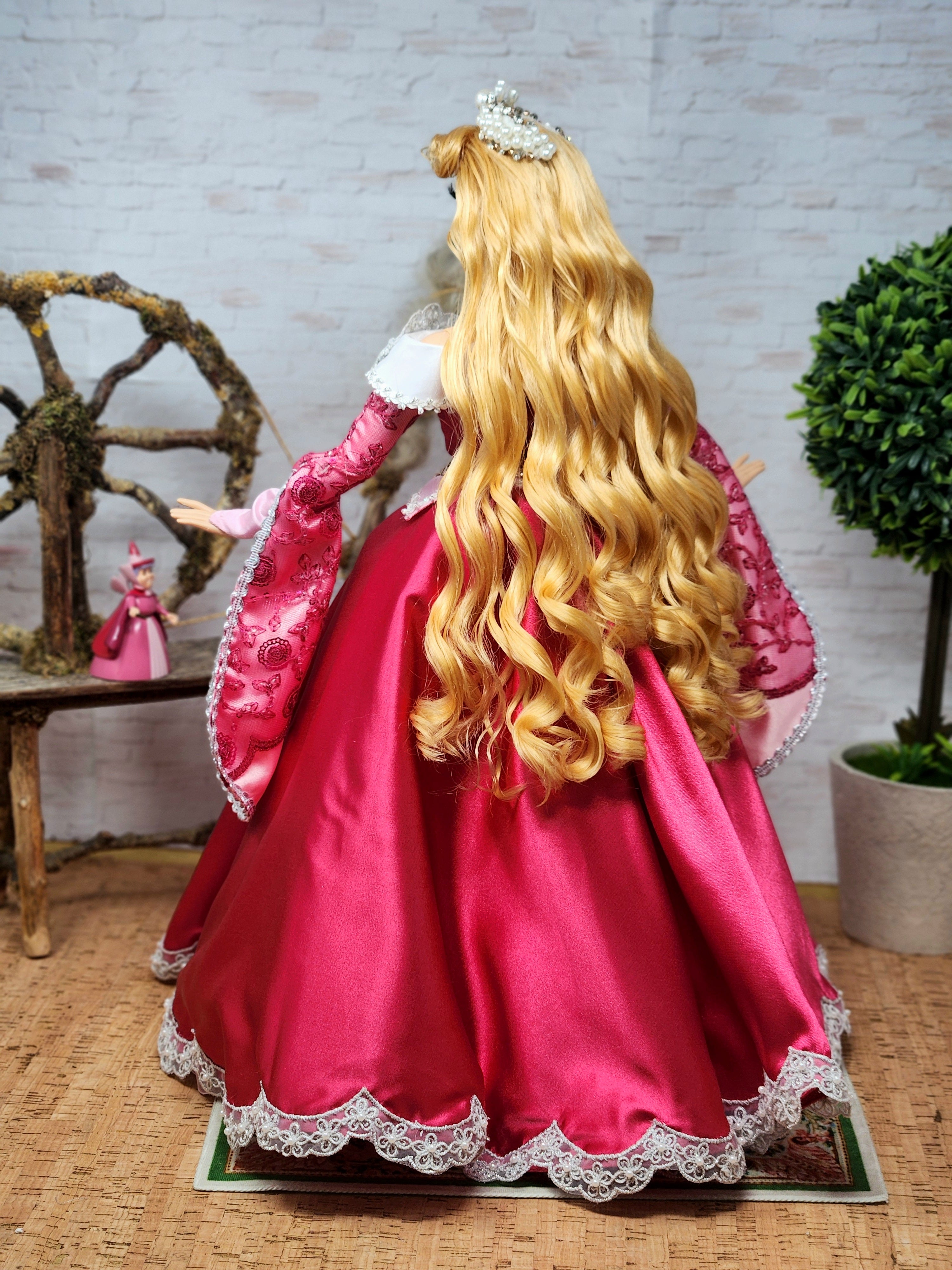 Aurora Doll, Sleeping Beauty, OOAK, 17", 15-Piece Ensemble, Princess, 14th Century Gown, Tiara, Girdles, Bespoke