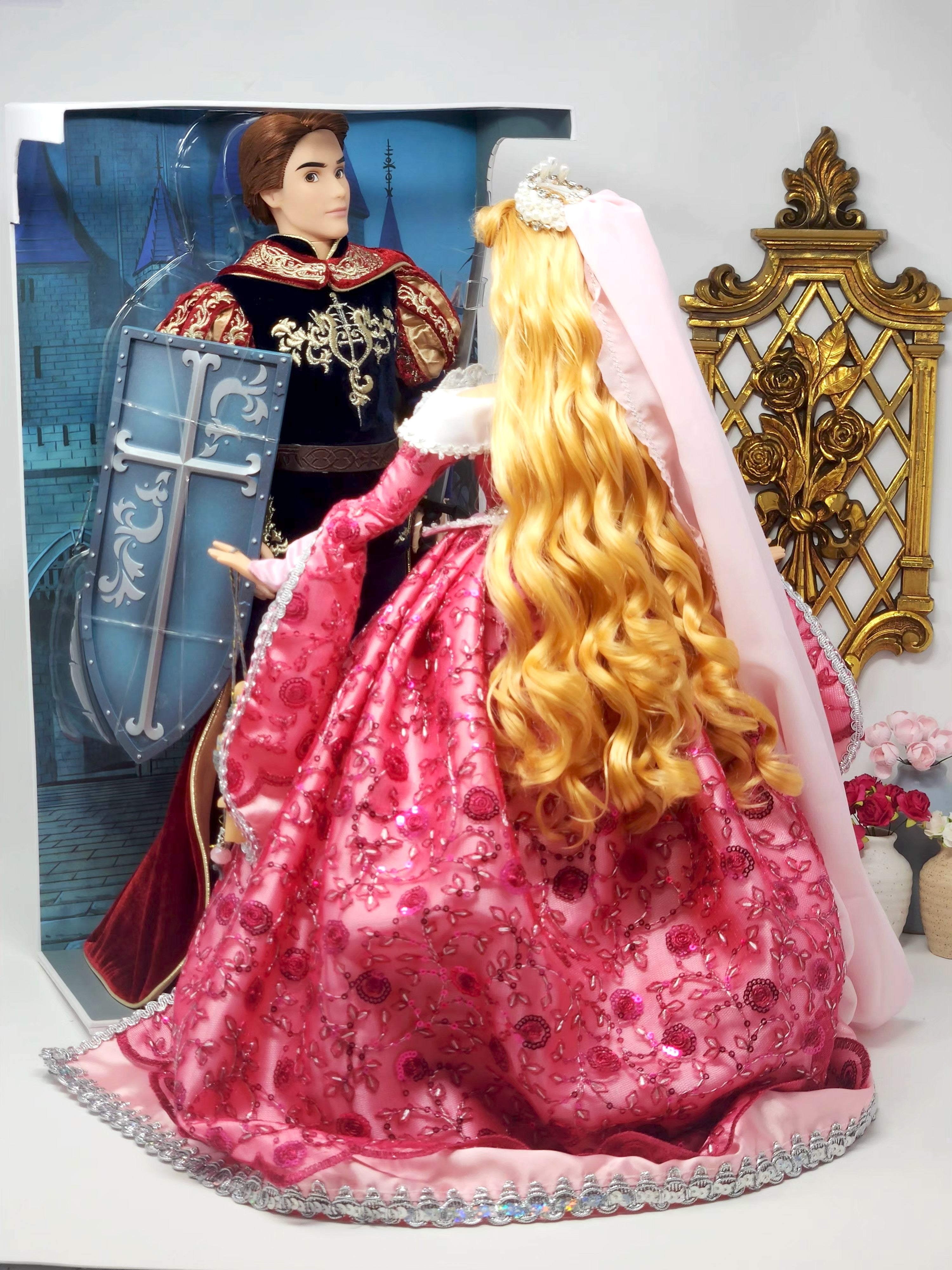 Aurora Doll, Sleeping Beauty, OOAK, 17", 15-Piece Ensemble, Princess, 14th Century Gown, Tiara, Girdles, Bespoke