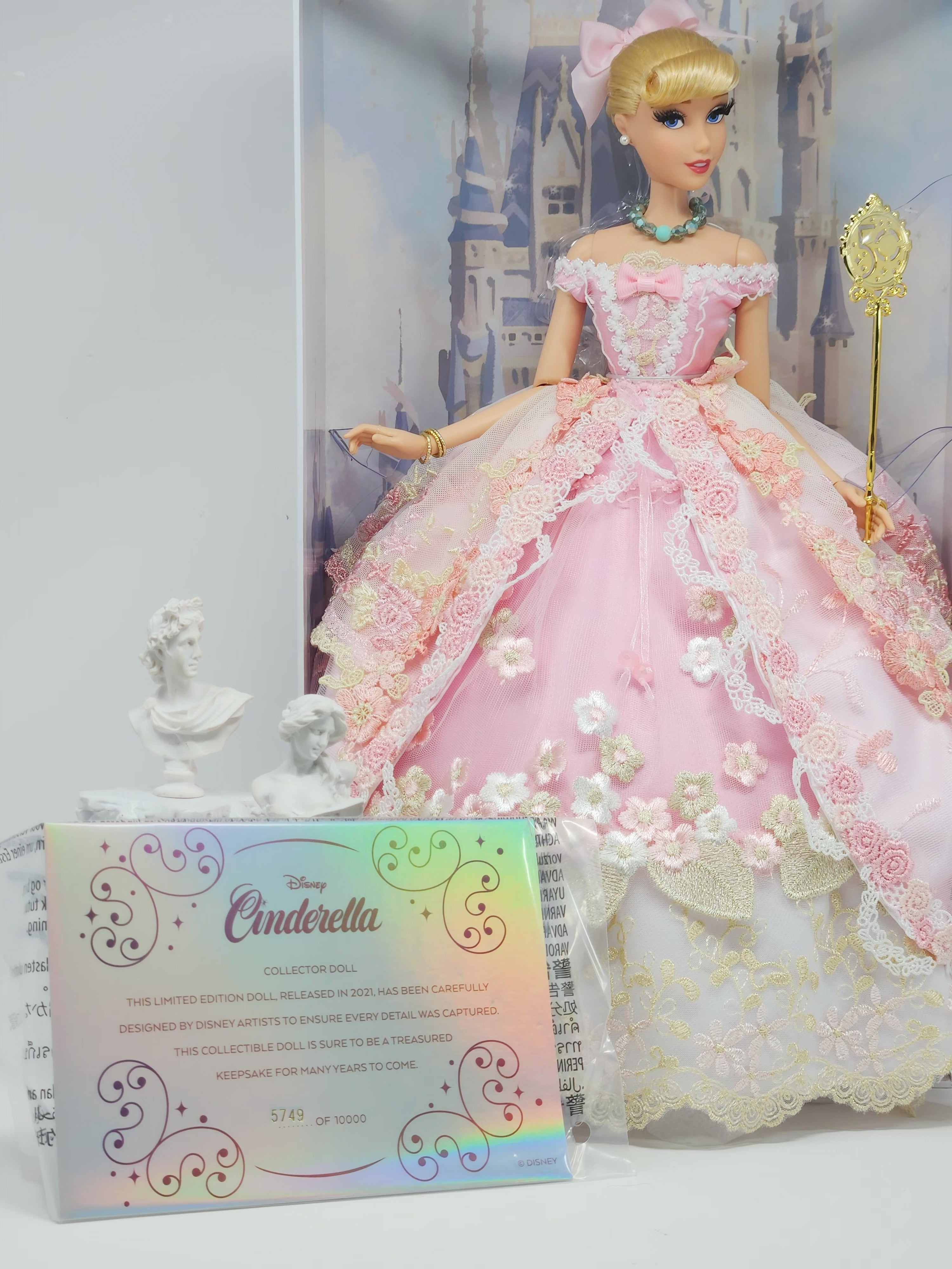 Cinderella Doll, OOAK, 17 in, Pink Gown, 15-Piece Ensemble, Rhinestones, Bespoke