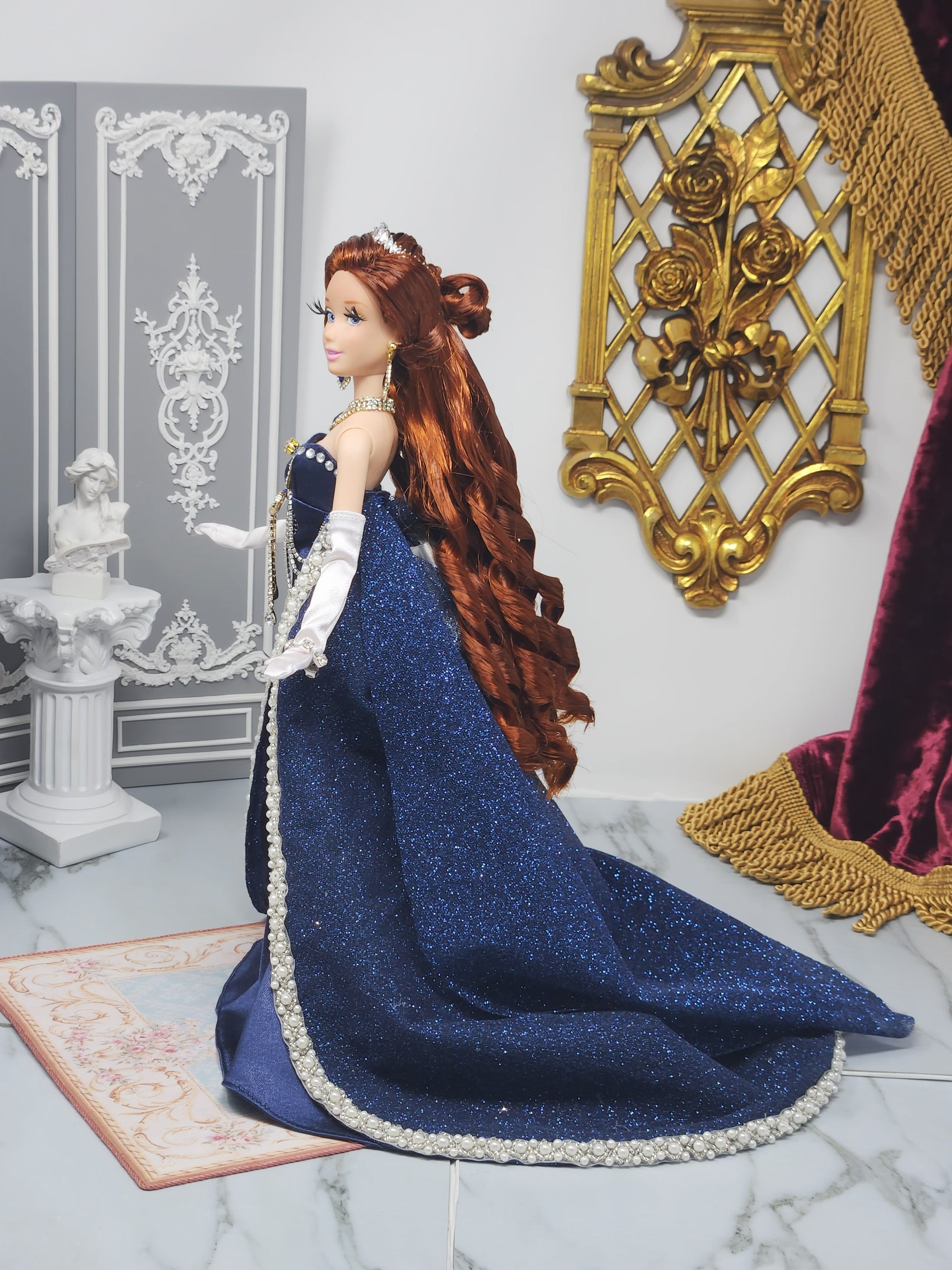 Anastasia Doll, OOAK, 14-Piece Ensemble, 12" Classic Princess, Swarovski Crystals, Rhinestones, Royal Court Dress