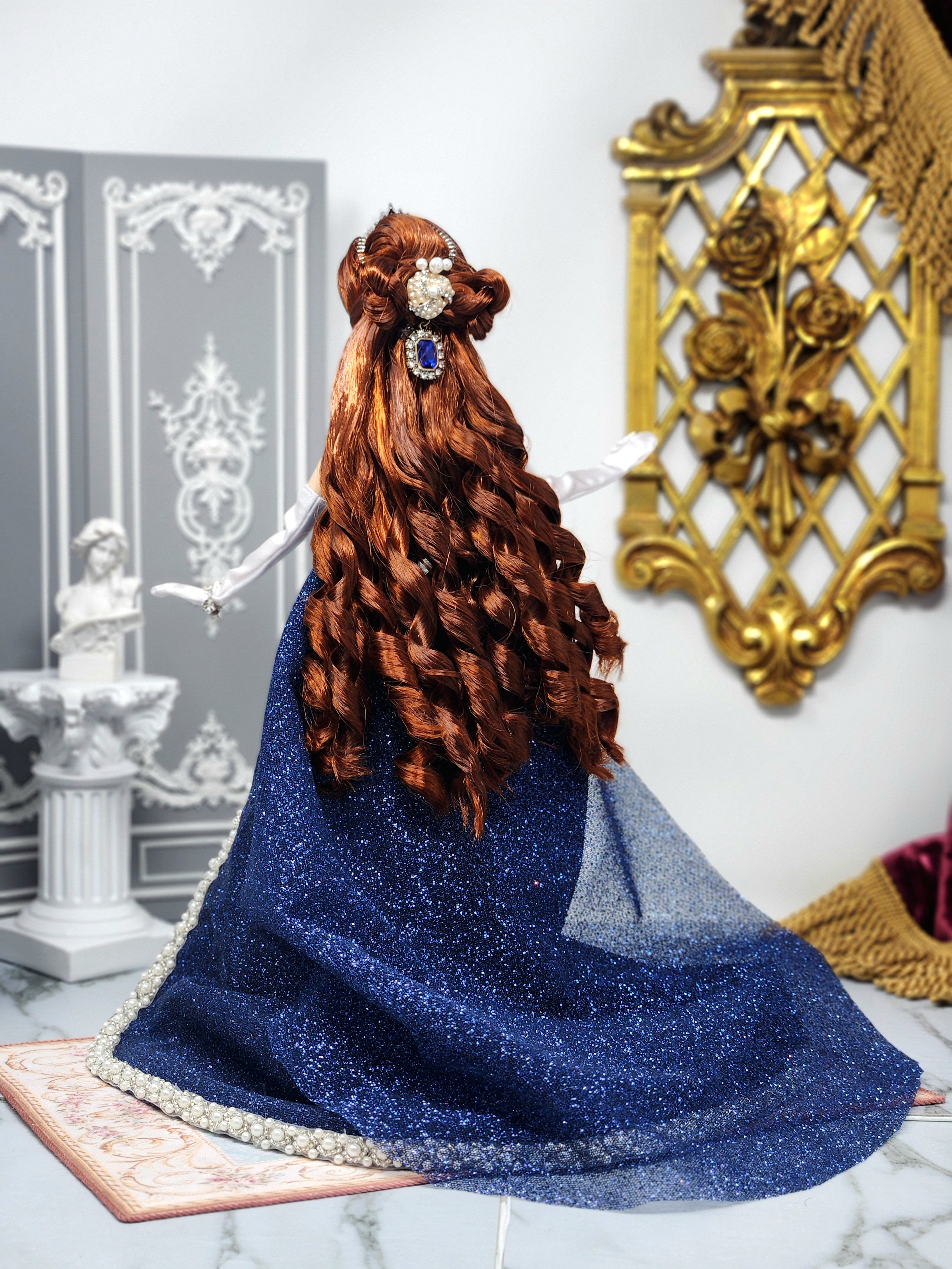 Anastasia Doll, OOAK, 14-Piece Ensemble, 12" Classic Princess, Swarovski Crystals, Rhinestones, Royal Court Dress
