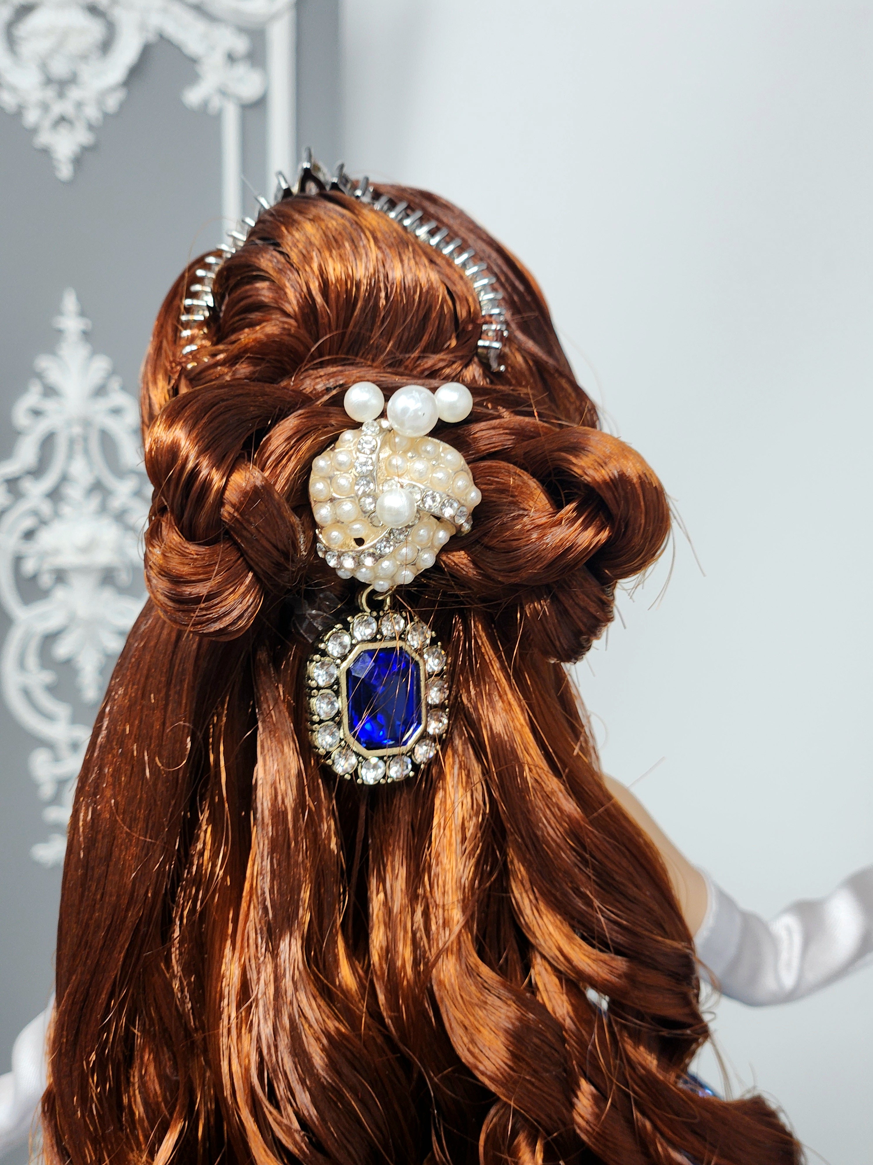 Anastasia Doll, OOAK, 14-Piece Ensemble, 12" Classic Princess, Swarovski Crystals, Rhinestones, Royal Court Dress