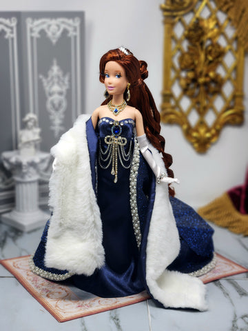 Anastasia Doll, OOAK, 14-Piece Ensemble, 12" Classic Princess, Swarovski Crystals, Rhinestones, Royal Court Dress