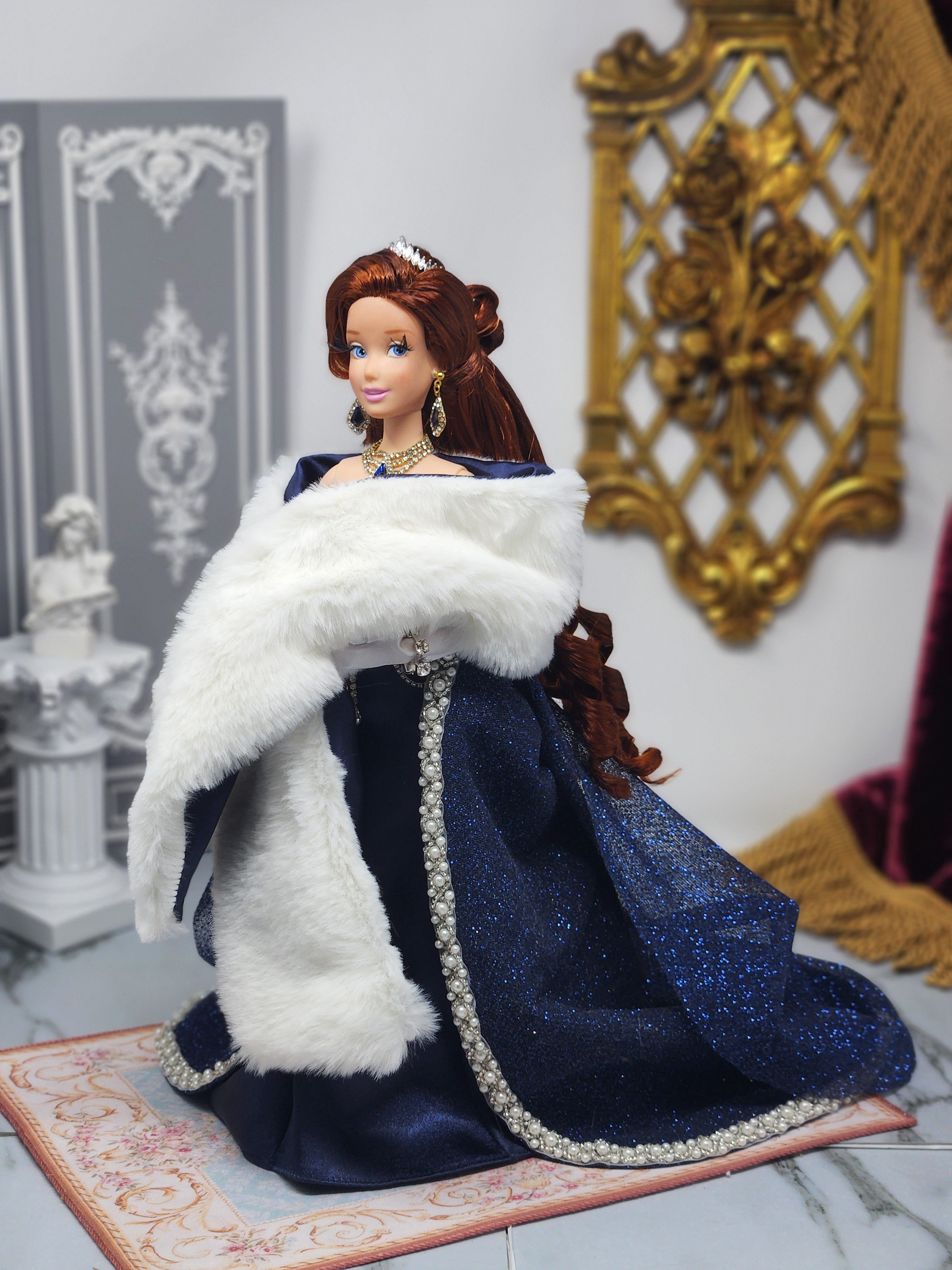 Anastasia Doll, OOAK, 14-Piece Ensemble, 12" Classic Princess, Swarovski Crystals, Rhinestones, Royal Court Dress