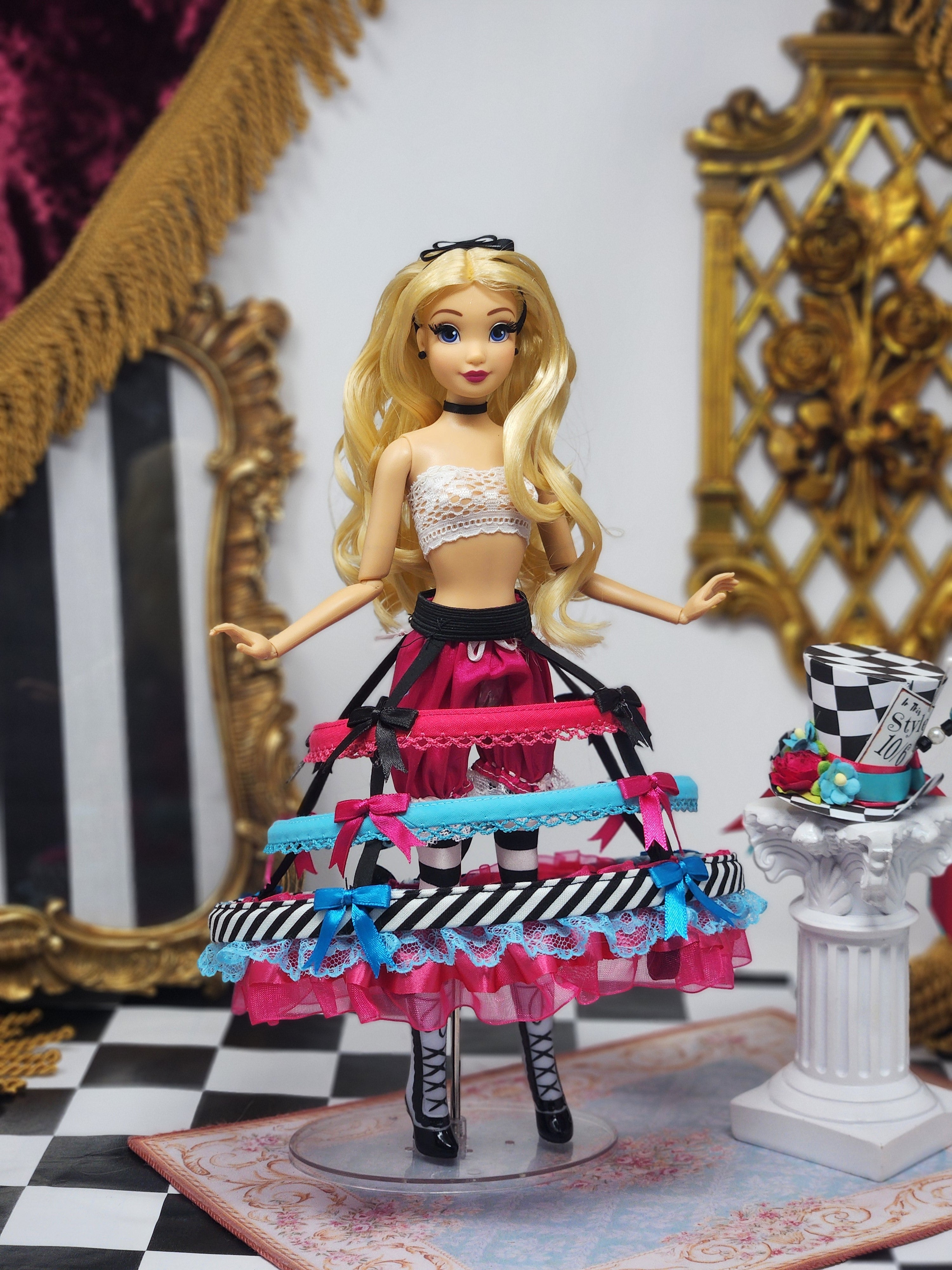 Alice in Wonderland Doll, OOAK, Midnight Masquerade, 12", 17-Piece Ensemble, Marie Antoinette inspired, Remake, Bespoke