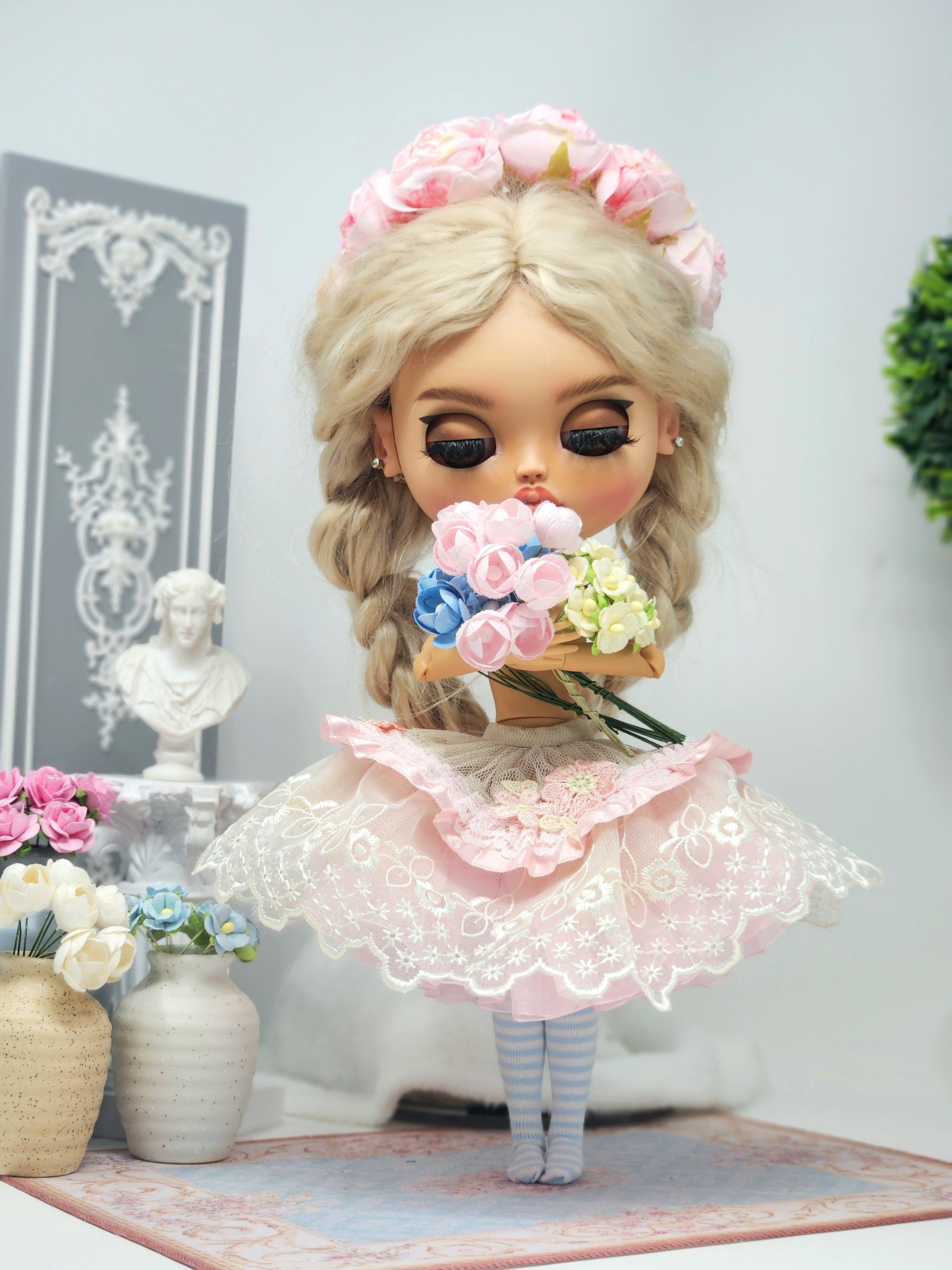 Blythe Doll Outfit: Alice in Wonderland, 8-Pc Ensemble, Victorian Whimsical Fashion, Top Hat, White Rabbit Staff