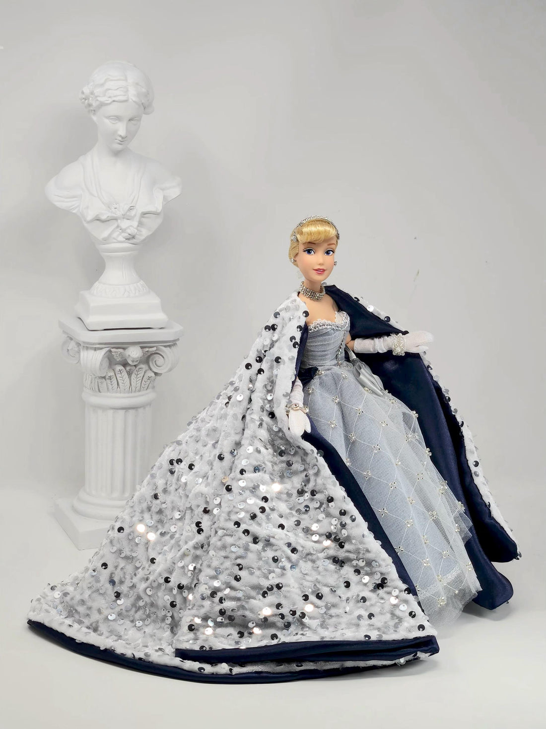 OOAK Cinderella Doll: Under the Midnight Stars Ball Gown, Tiara, 13-Piece Ensemble