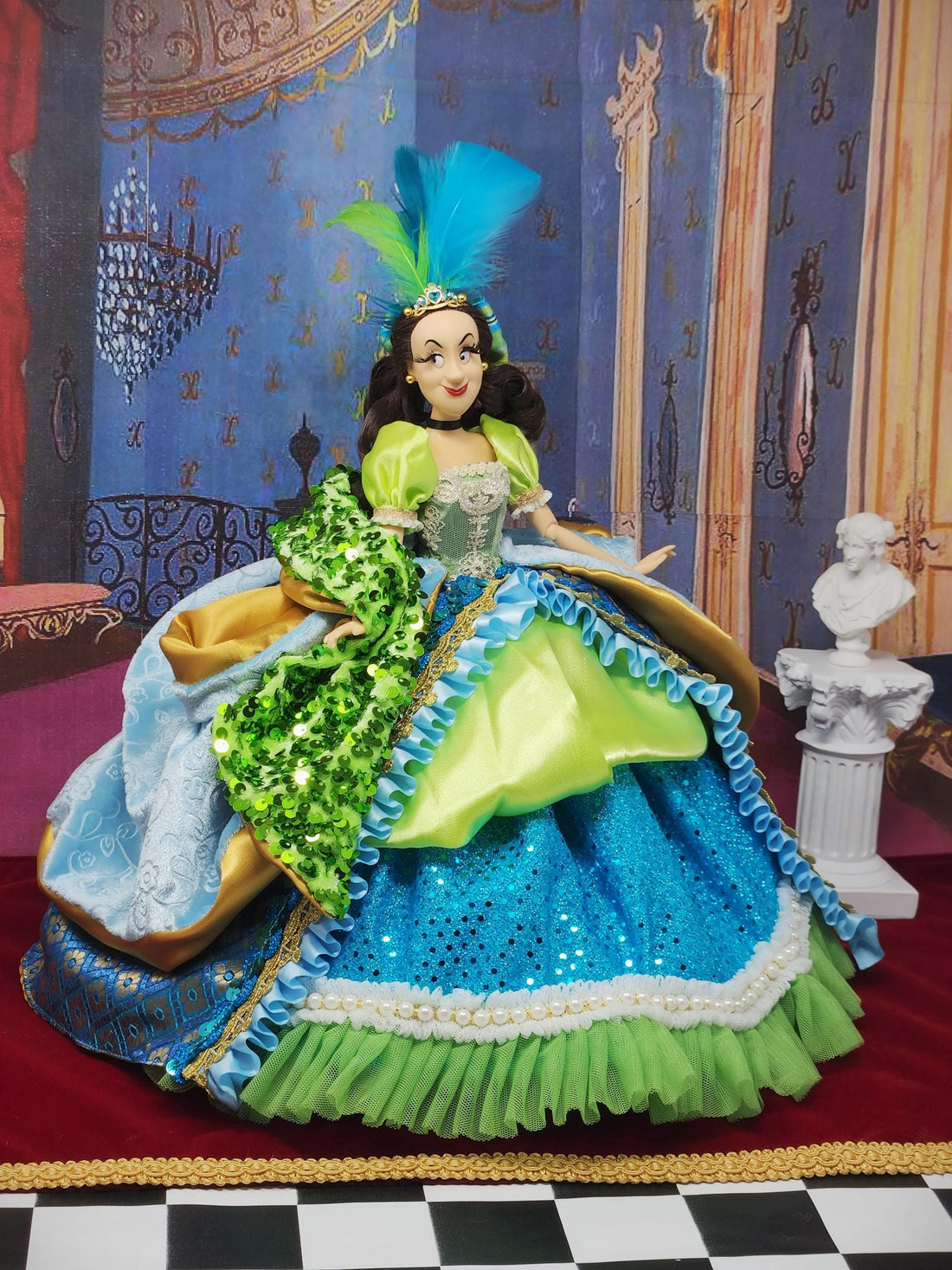 Cinderella's Stepsisters Dolls, OOAK, Anastasia and Drizella, 12", 36-Piece Ensemble, Royal Ballgown, Fairy Tale, Collectable