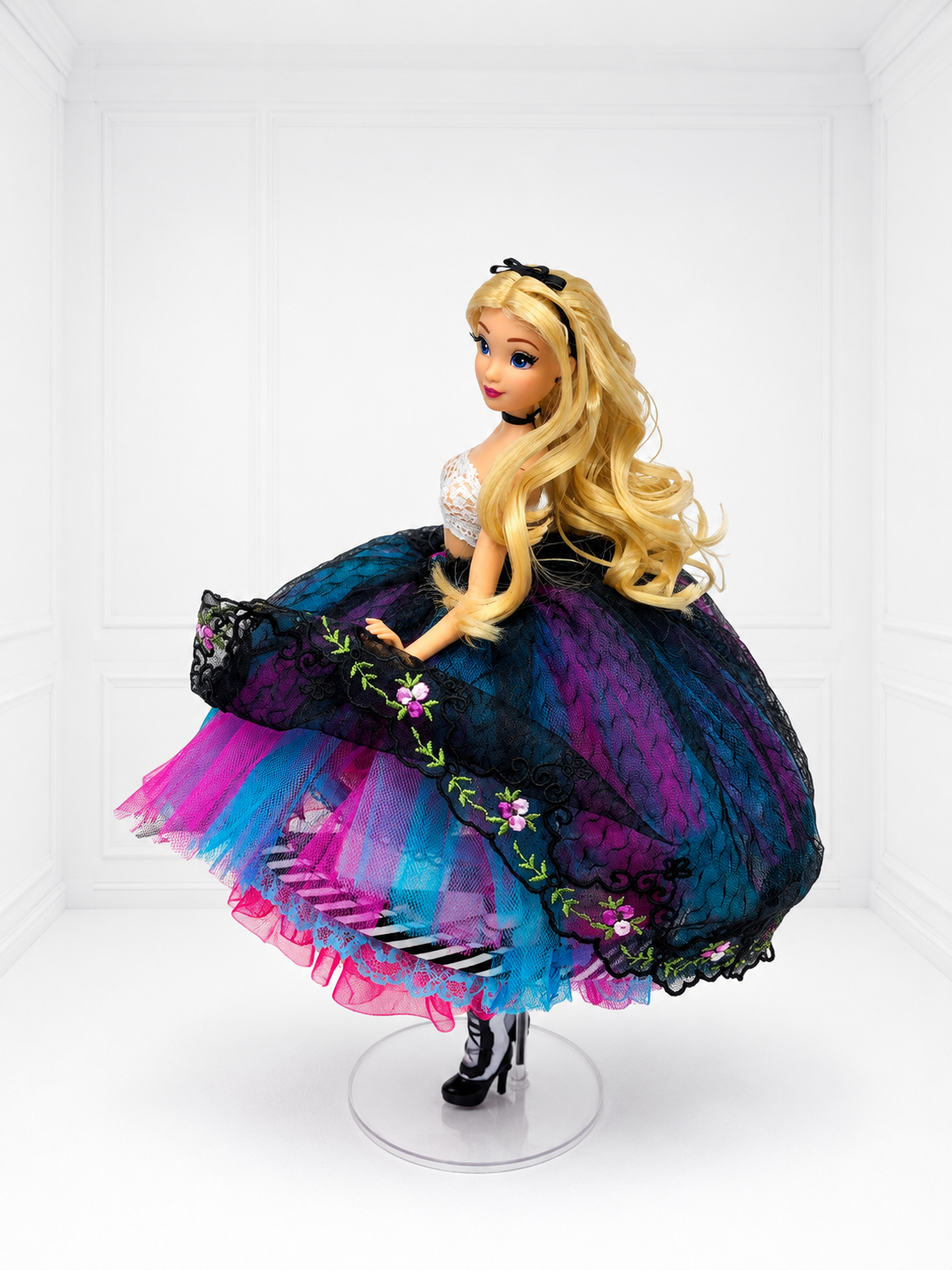 Alice in Wonderland Doll, OOAK, Midnight Masquerade, 12", 17-Piece Ensemble, Marie Antoinette inspired, Remake, Bespoke