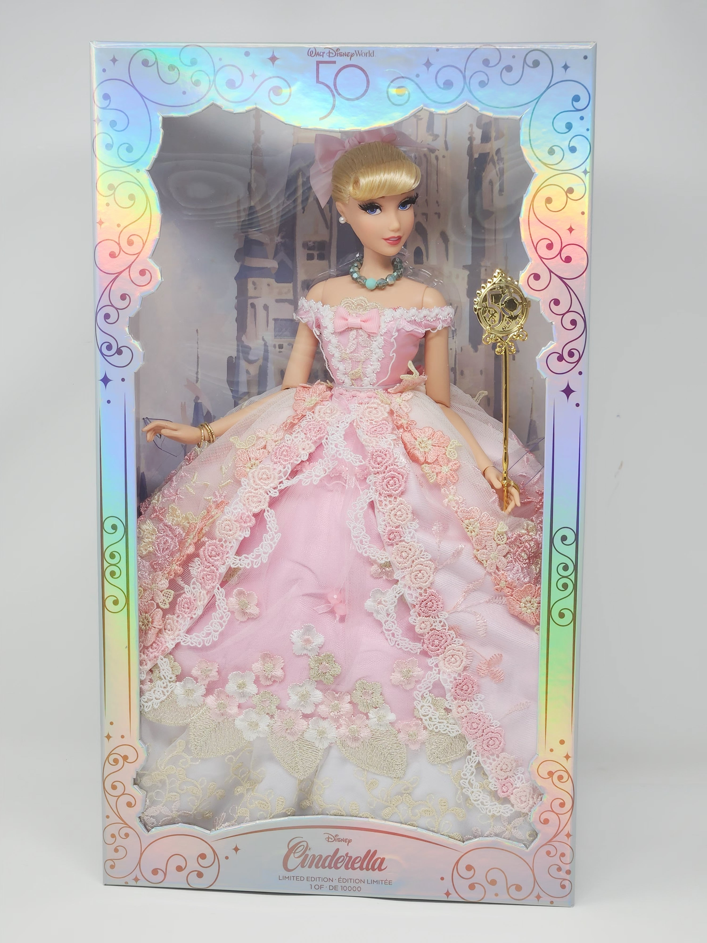 Cinderella Doll, OOAK, 17 in, Pink Gown, 15-Piece Ensemble, Rhinestones, Bespoke