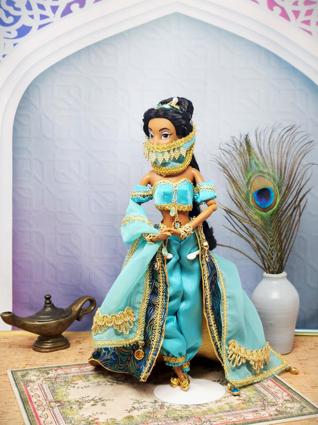 OOAK Jasmine Art Doll: Aladdin Inspired, 11-Piece Ensemble