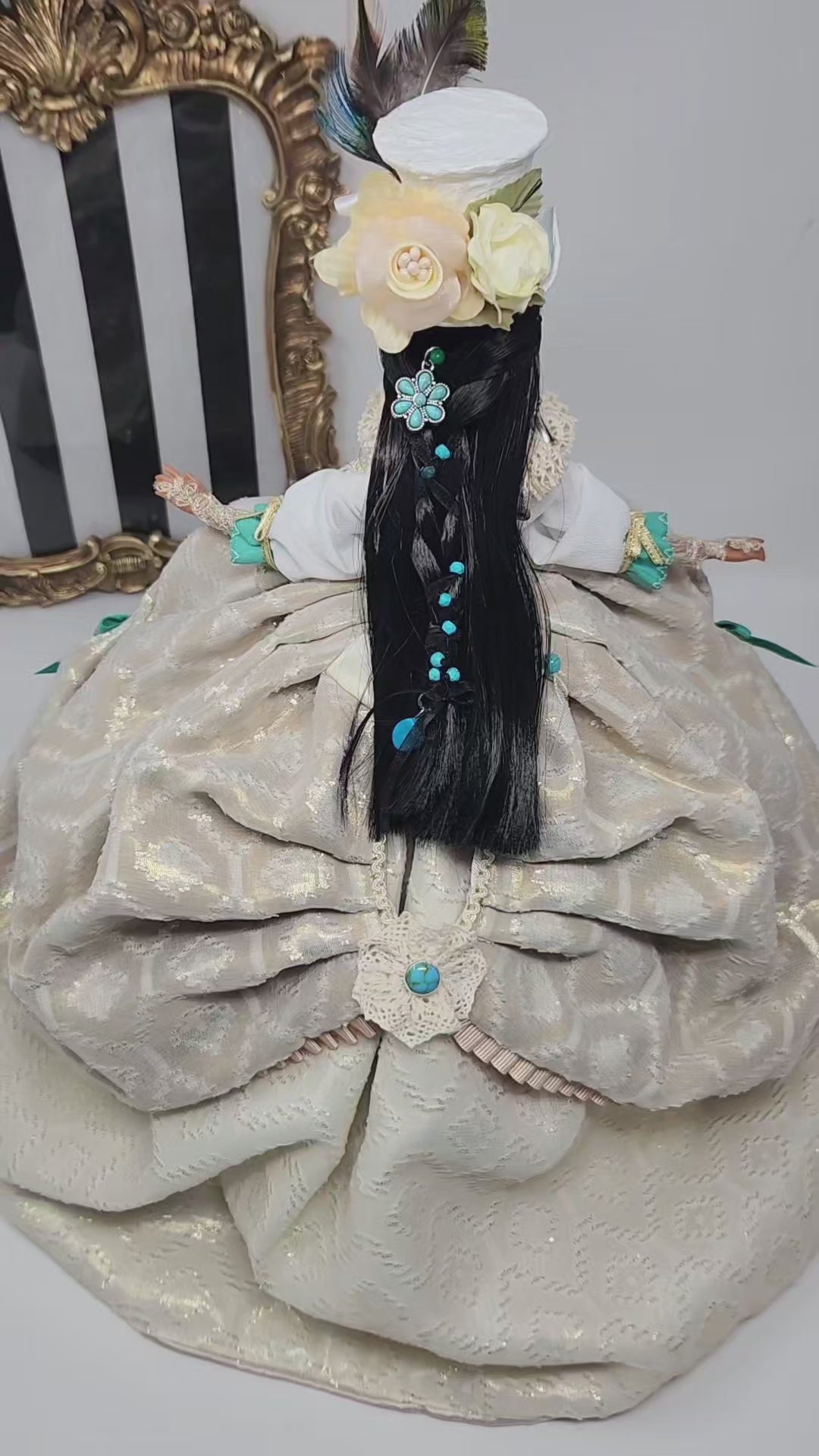 OOAK Lady Rebecca Rolfe (Pocahontas) | Designer Doll | Historically Inspired Jacobean Court Gown | 18-Piece Collector Ensemble