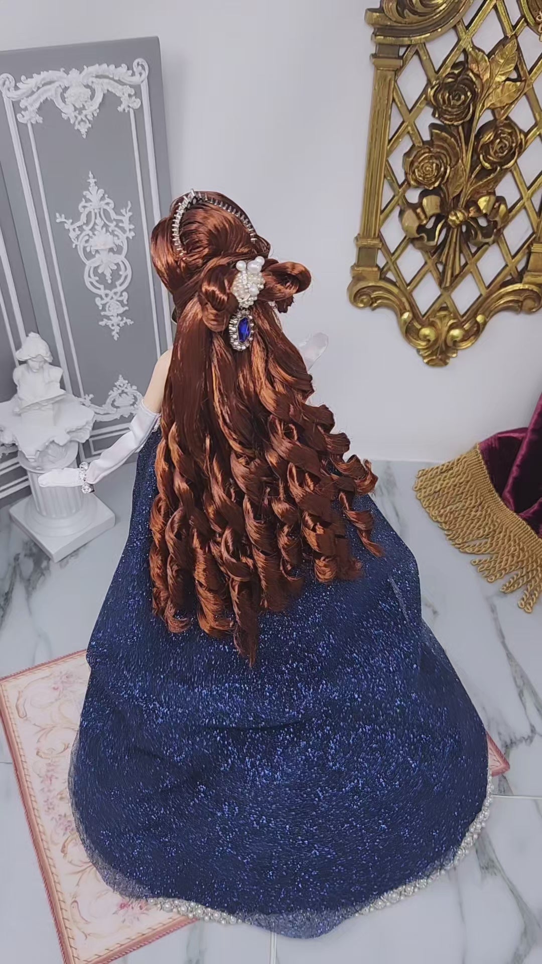 Anastasia Doll, OOAK, 14-Piece Ensemble, 12" Classic Princess, Swarovski Crystals, Rhinestones, Royal Court Dress