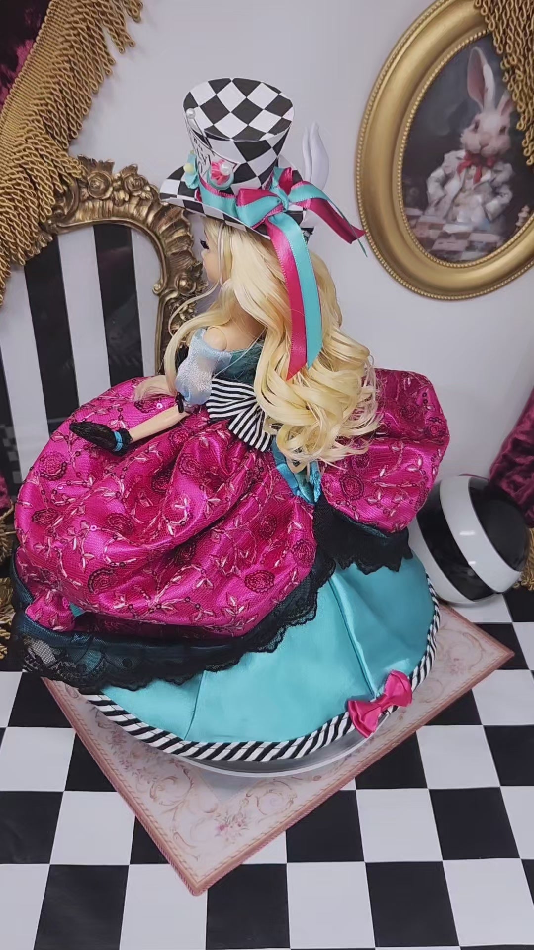 Alice in Wonderland Doll, OOAK, Midnight Masquerade, 12", 17-Piece Ensemble, Marie Antoinette inspired, Remake, Bespoke
